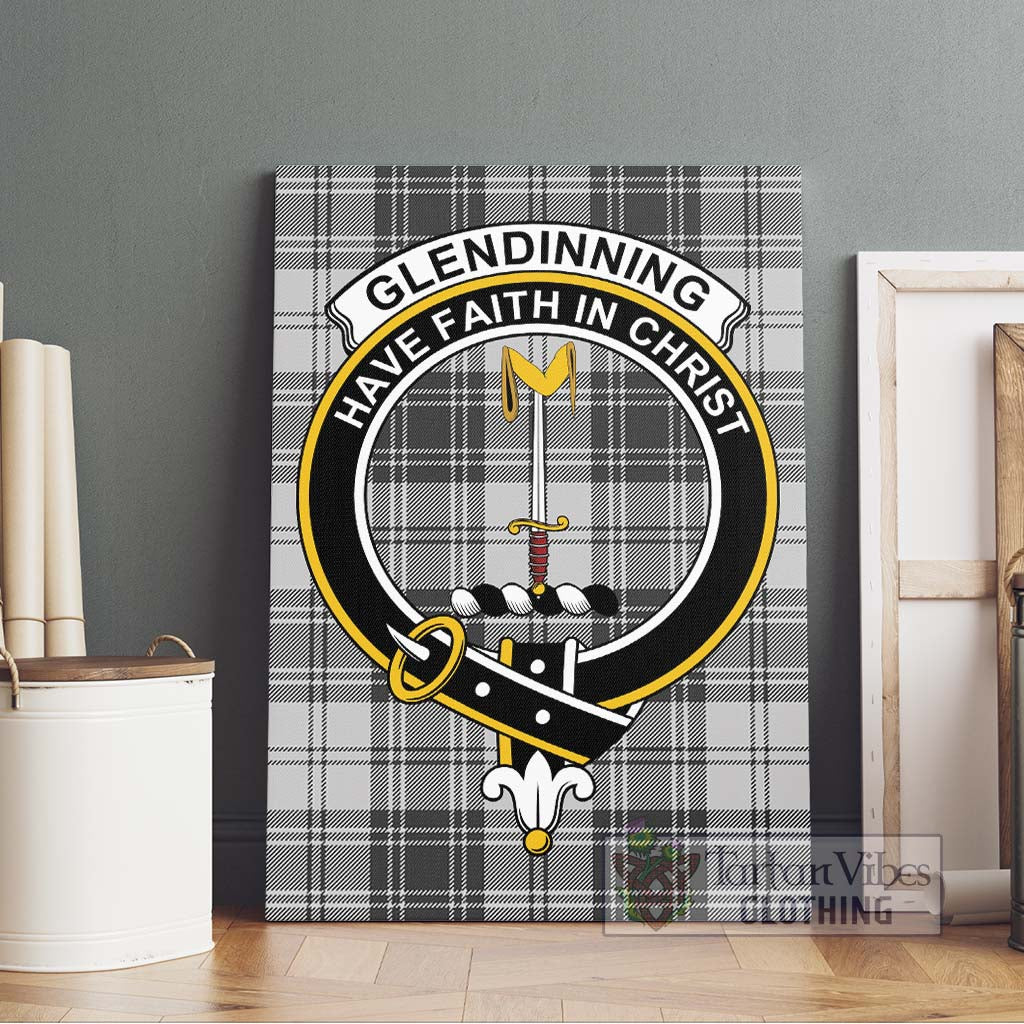 Tartan Vibes Clothing Glendinning Tartan Canvas Print Wall Art with Family Crest