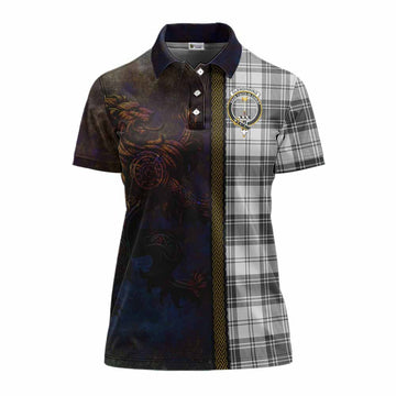 Glendinning Tartan Family Crest Women's Polo Shirt Alba Gu Brath Be Brave Lion Ancient Style Women - Tartan Vibes Clothing
