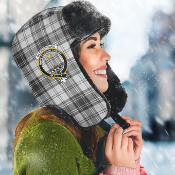 Glendinning Tartan Winter Trapper Hat with Family Crest