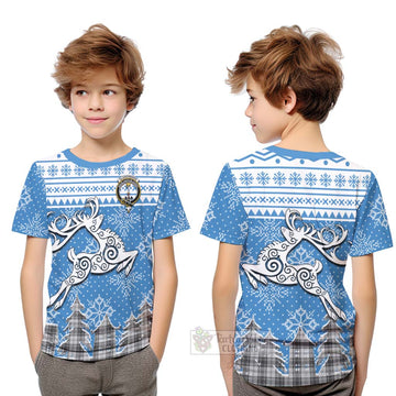 Glendinning Clan Christmas Kid T-Shirt Celtic Reindeer Style