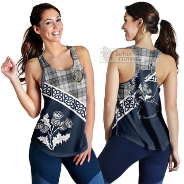 Glendinning Tartan Women's Racerback Tanks Featuring Thistle and Scotland Map 4XL - Tartan Vibes Clothing