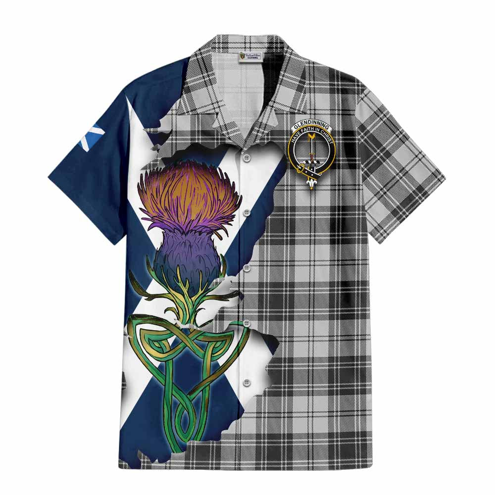 Glendinning Tartan Family Crest Hawaiian Shirt Scottish Thistle Celtic Inspired Kid - Tartan Vibes Clothing