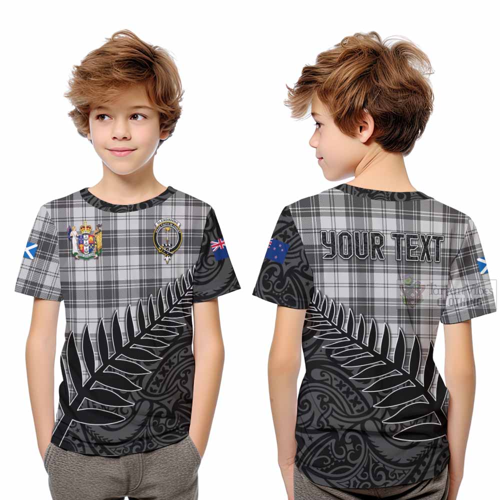 Tartan Vibes Clothing Glendinning Crest Tartan Kid T-Shirt with New Zealand Silver Fern Half Style