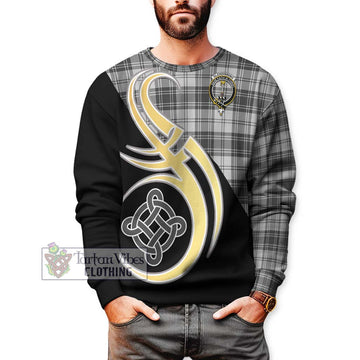 Glendinning Tartan Sweatshirt with Family Crest and Celtic Symbol Style