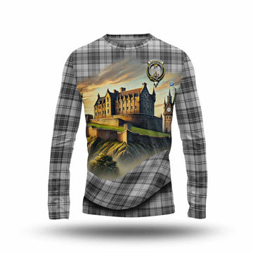 Glendinning Tartan Family Crest Long Sleeve T-Shirt with Scottish Ancient Castle Style Unisex - Tartan Vibes Clothing