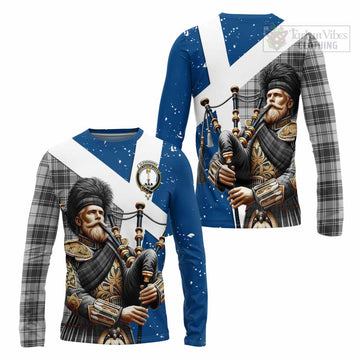 Glendinning Tartan Long Sleeve T-Shirt with Family Crest Scottish Bagpiper Vibes Unisex - Tartan Vibes Clothing