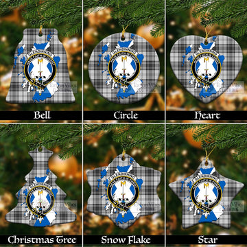 Glendinning Tartan Christmas Ornament with Family Crest and Scotland Map