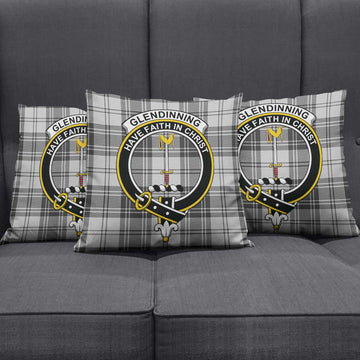 Glendinning Tartan Pillow Cover with Family Crest