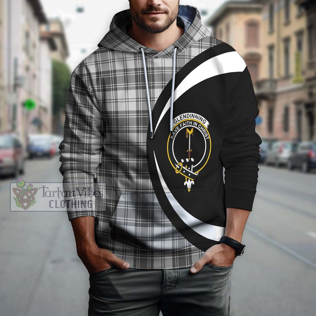 Tartan Vibes Clothing Glendinning Tartan Hoodie with Family Crest Circle Style