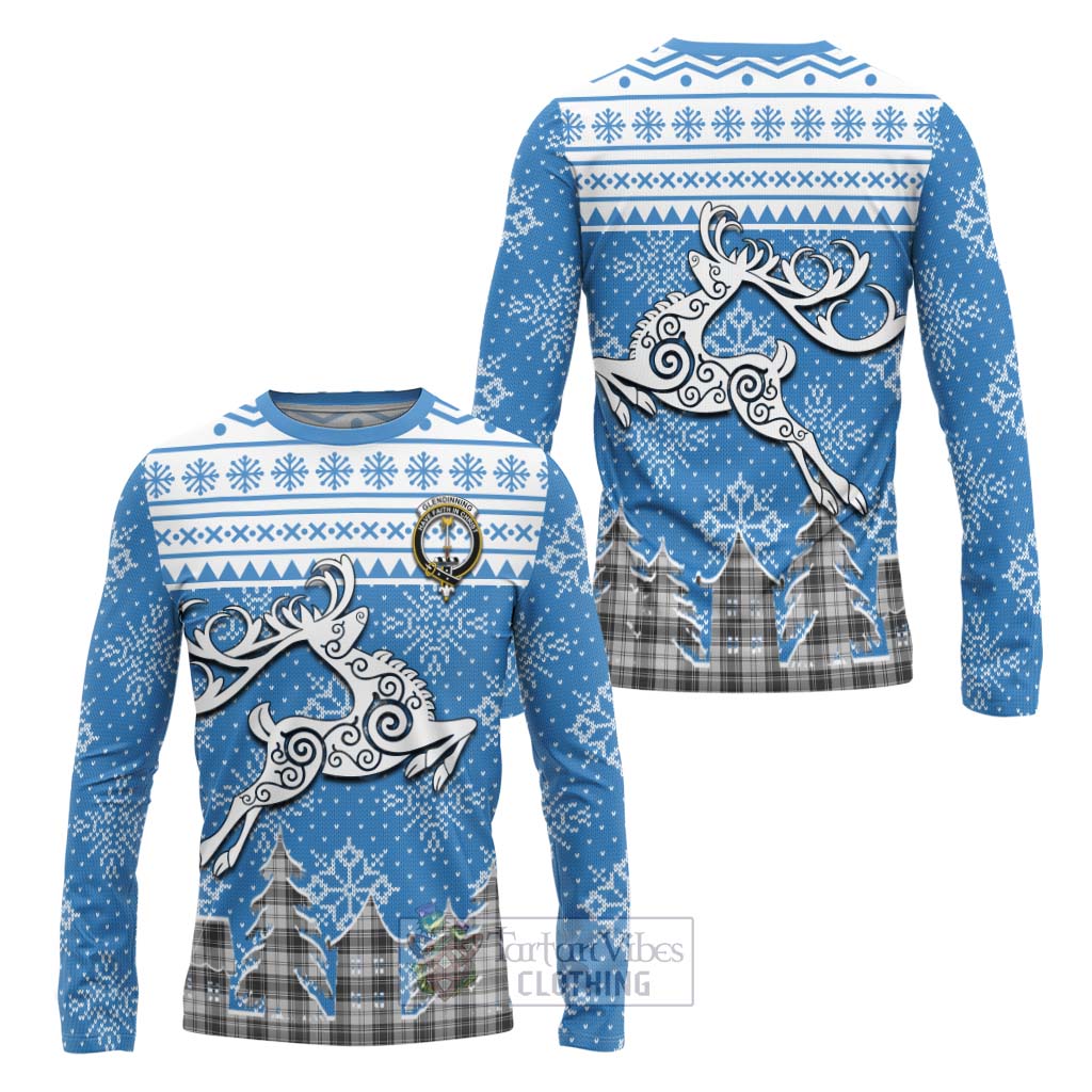 Glendinning Clan Christmas Long Sleeve T-Shirt Celtic Reindeer Style Unisex - Tartan Vibes Clothing