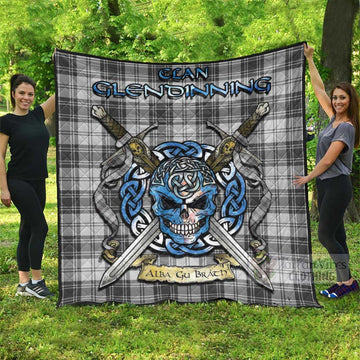 Glendinning Tartan Quilt with Celtic Skull Alba Gu Brath Style