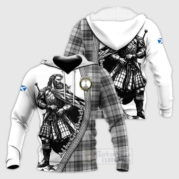 Glendinning Tartan Clan Crest Knitted Hoodie with Highlander Warrior Celtic Style