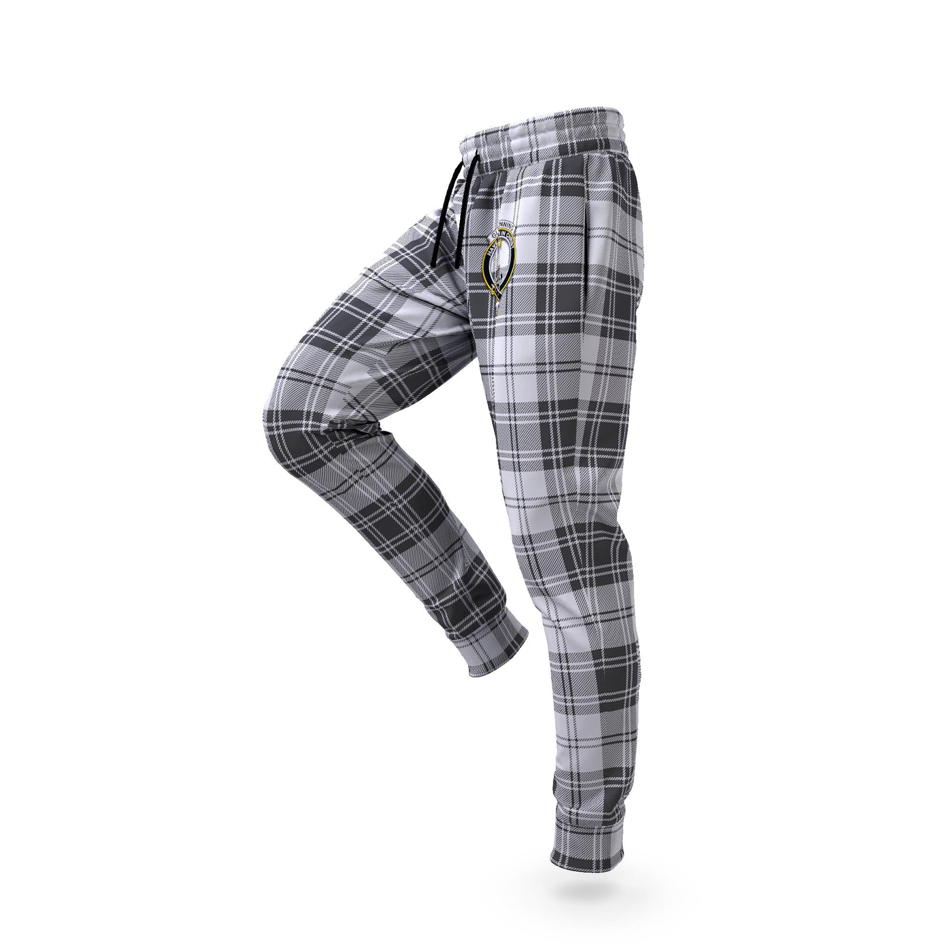 Glendinning Tartan Joggers Pants with Family Crest S - Tartanvibesclothing