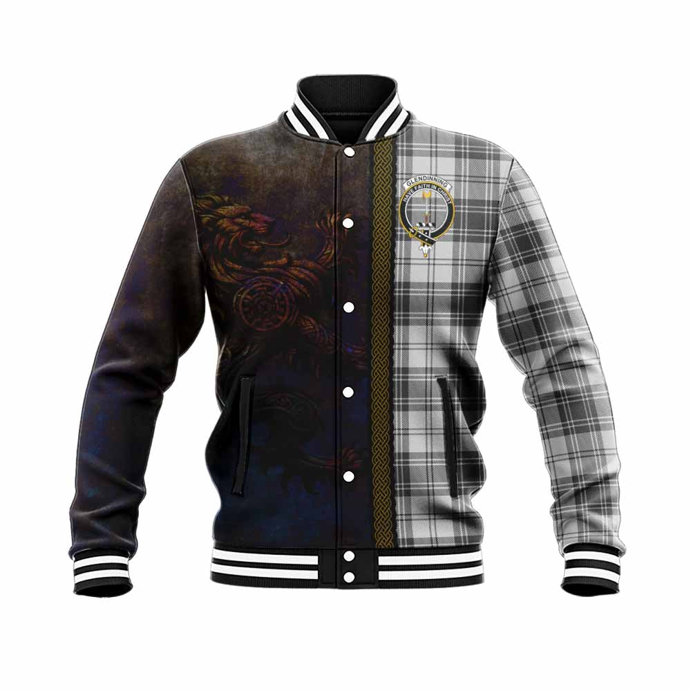 Glendinning Tartan Family Crest Baseball Jacket Alba Gu Brath Be Brave Lion Ancient Style Unisex - Tartan Vibes Clothing