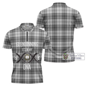 Glendinning Tartan Zipper Polo Shirt with Family Crest DNA In Me Style