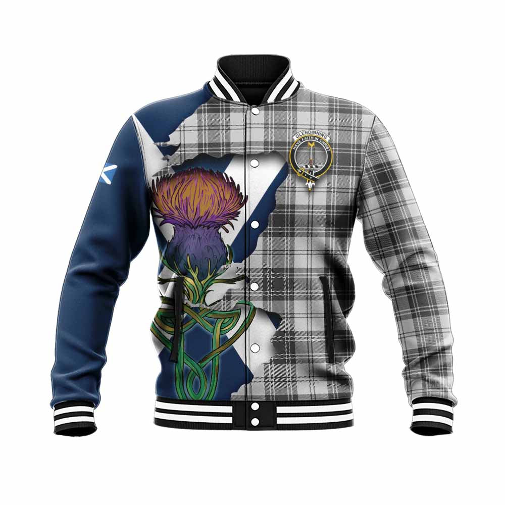 Glendinning Tartan Family Crest Baseball Jacket Scottish Thistle Celtic Inspired Unisex - Tartan Vibes Clothing