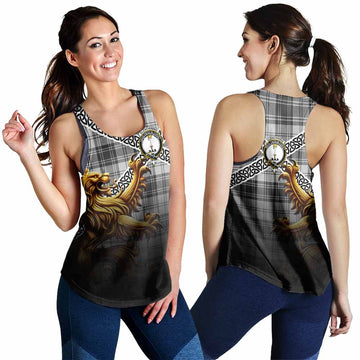 Glendinning Crest Tartan Women's Racerback Tanks with Golden Lion Emblem Celtic Style 4XL - Tartan Vibes Clothing
