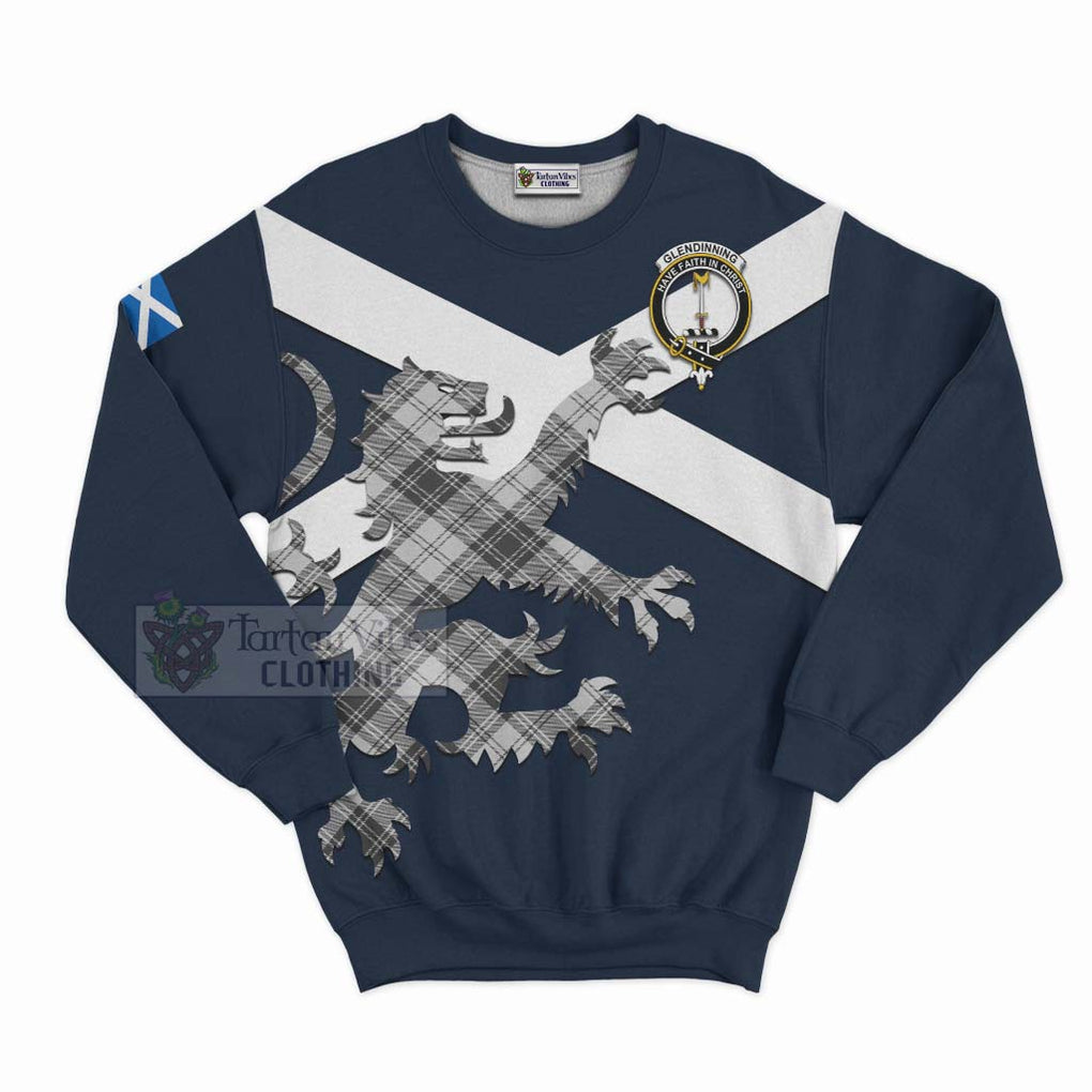 Tartan Vibes Clothing Glendinning Tartan Lion Rampant Sweatshirt – Proudly Display Your Heritage with Alba Gu Brath and Clan Name