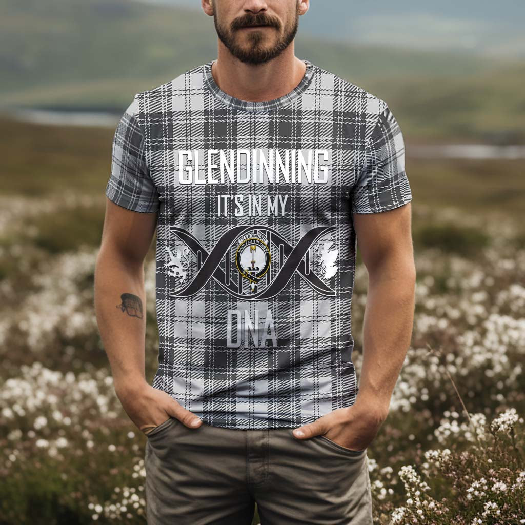 Tartan Vibes Clothing Glendinning Tartan T-Shirt with Family Crest DNA In Me Style