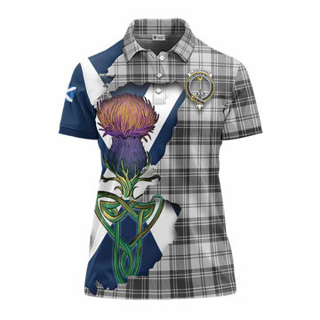 Glendinning Tartan Family Crest Women's Polo Shirt Scottish Thistle Celtic Inspired Women - Tartan Vibes Clothing