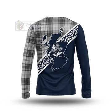 Glendinning Tartan Long Sleeve T-Shirt Featuring Thistle and Scotland Map - Tartan Vibes Clothing