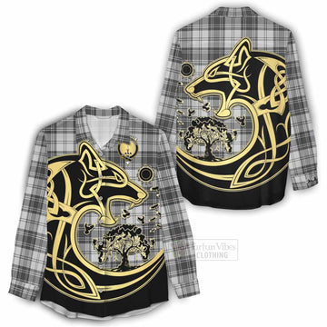 Glendinning Tartan Women's Casual Shirt with Family Crest Celtic Wolf Style - Tartan Vibes Clothing