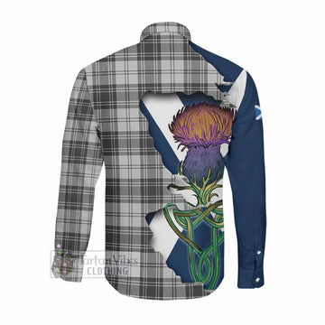 Glendinning Tartan Family Crest Long Sleeve Button Shirt Scottish Thistle Celtic Inspired Men's Shirt - Tartan Vibes Clothing