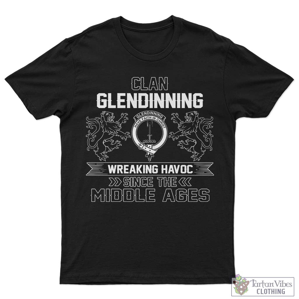 Tartan Vibes Clothing Glendinning Family Crest 2D Cotton Men's T-Shirt Wreaking Havoc Style