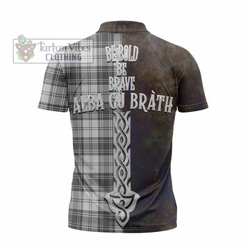 Glendinning Tartan Family Crest Zipper Polo Shirt Alba Gu Brath Be Brave Lion Ancient Style - Tartan Vibes Clothing