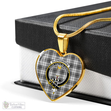 Glendinning Tartan Heart Necklace with Family Crest