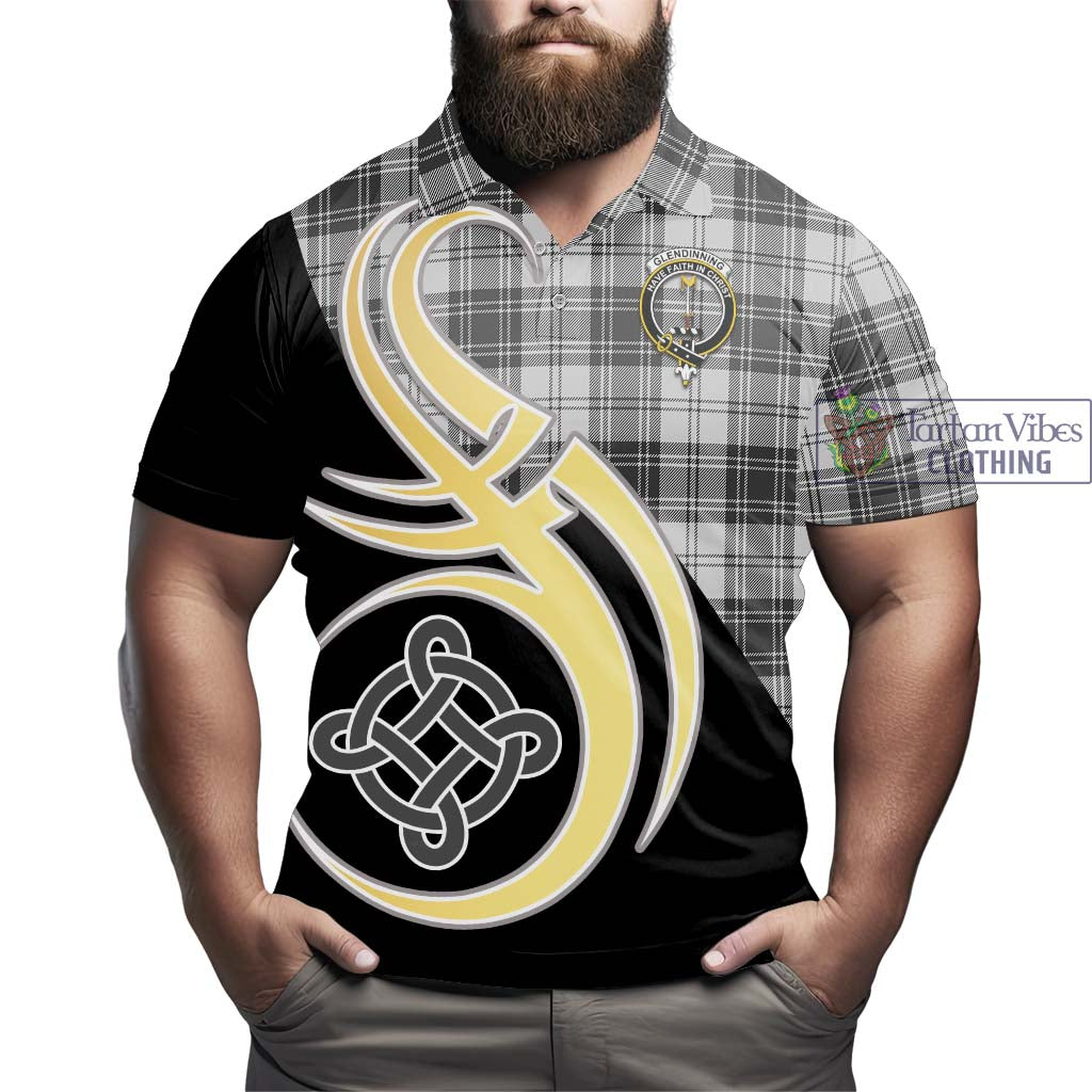 Glendinning Tartan Polo Shirt with Family Crest and Celtic Symbol Style - Tartan Vibes Clothing