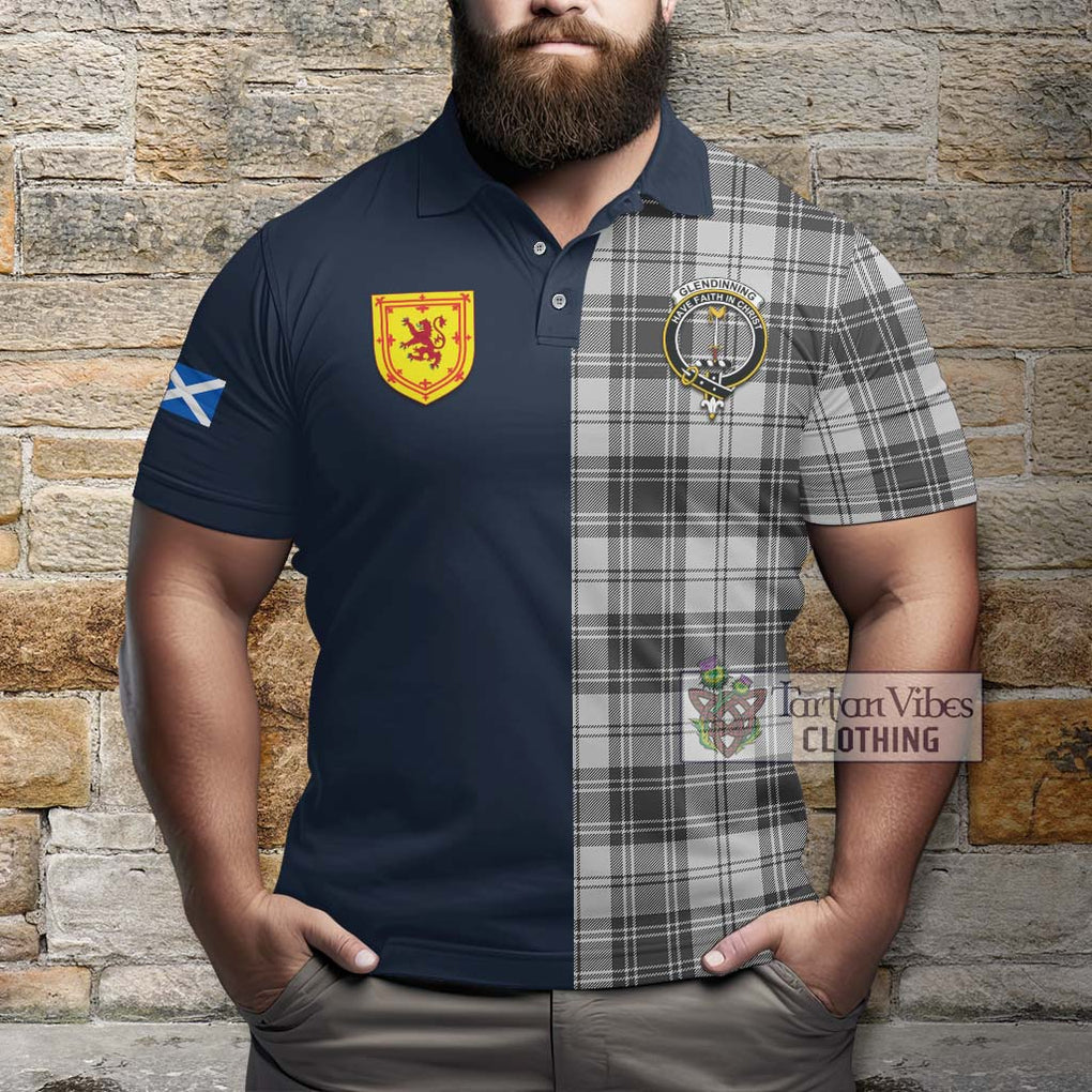 Glendinning Tartan Polo Shirt Alba with Scottish Lion Royal Arm Half Style - Tartan Vibes Clothing