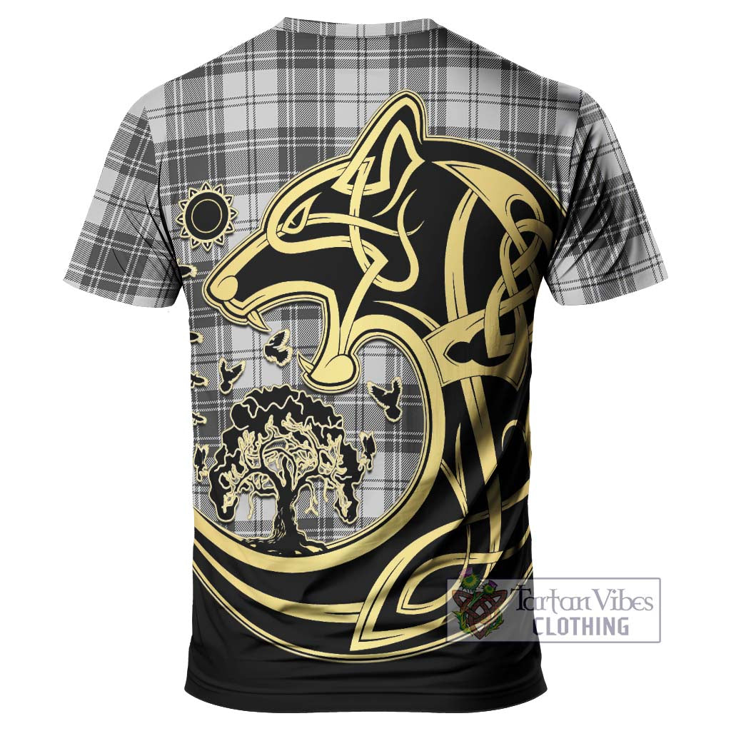 Tartan Vibes Clothing Glendinning Tartan T-Shirt with Family Crest Celtic Wolf Style