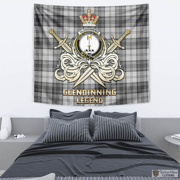 Glendinning Tartan Tapestry with Clan Crest and the Golden Sword of Courageous Legacy