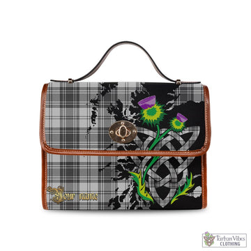 Glendinning Tartan Waterproof Canvas Bag with Scotland Map and Thistle Celtic Accents