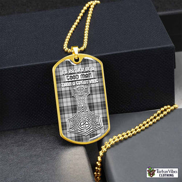 Glendinning Tartan Dog Tag Necklace Viking Mjolnir Style Gold No - Tartan Vibes Clothing
