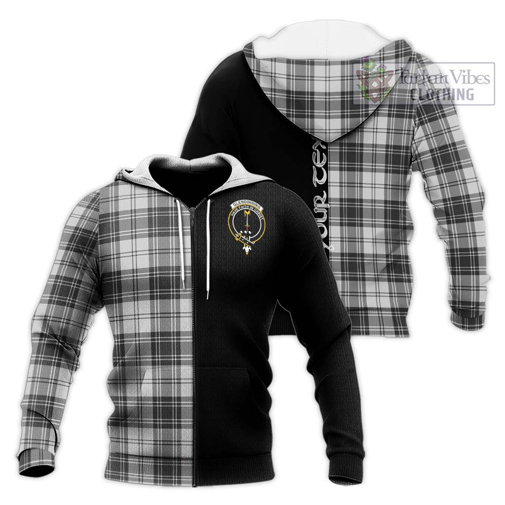 Glendinning Tartan Knitted Hoodie with Family Crest and Half Of Me Style Unisex Knitted Zip Hoodie - Tartanvibesclothing Shop