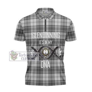 Glendinning Tartan Zipper Polo Shirt with Family Crest DNA In Me Style