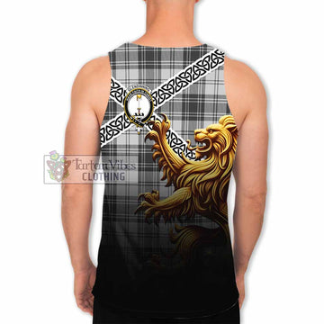 Glendinning Crest Tartan Men's Tank Top with Golden Lion Emblem Celtic Style - Tartan Vibes Clothing