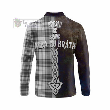 Glendinning Tartan Family Crest Long Sleeve Polo Shirt Alba Gu Brath Be Brave Lion Ancient Style - Tartan Vibes Clothing