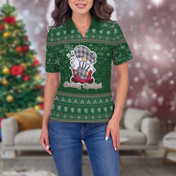 Glendinning Clan Christmas Family Polo Shirt with Funny Gnome Playing Bagpipes