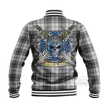 Glendinning Tartan Baseball Jacket with Family Crest Celtic Skull Style - Tartan Vibes Clothing