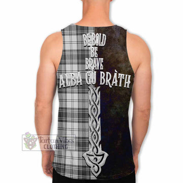 Glendinning Tartan Family Crest Men's Tank Top Alba Gu Brath Be Brave Lion Ancient Style - Tartan Vibes Clothing