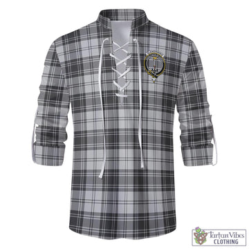 Glendinning Tartan Men's Scottish Traditional Jacobite Ghillie Kilt Shirt with Family Crest