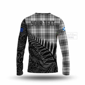 Glendinning Crest Tartan Long Sleeve T-Shirt with New Zealand Silver Fern Half Style - Tartan Vibes Clothing