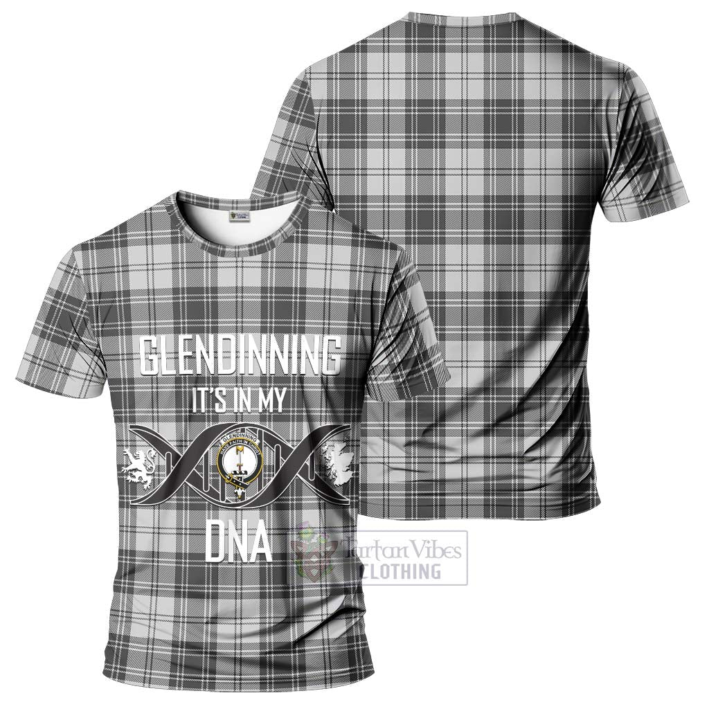 Tartan Vibes Clothing Glendinning Tartan T-Shirt with Family Crest DNA In Me Style