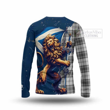 Glendinning Tartan Family Crest Long Sleeve T-Shirt with Scottish Majestic Lion - Tartan Vibes Clothing