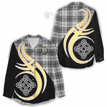 Glendinning Tartan Women's Casual Shirt with Family Crest and Celtic Symbol Style - Tartan Vibes Clothing