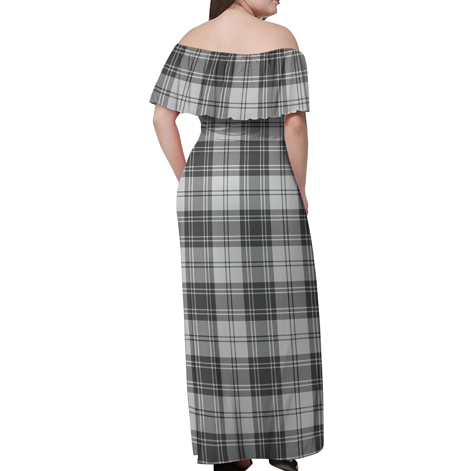 Glendinning Tartan Off Shoulder Long Dress - Tartanvibesclothing
