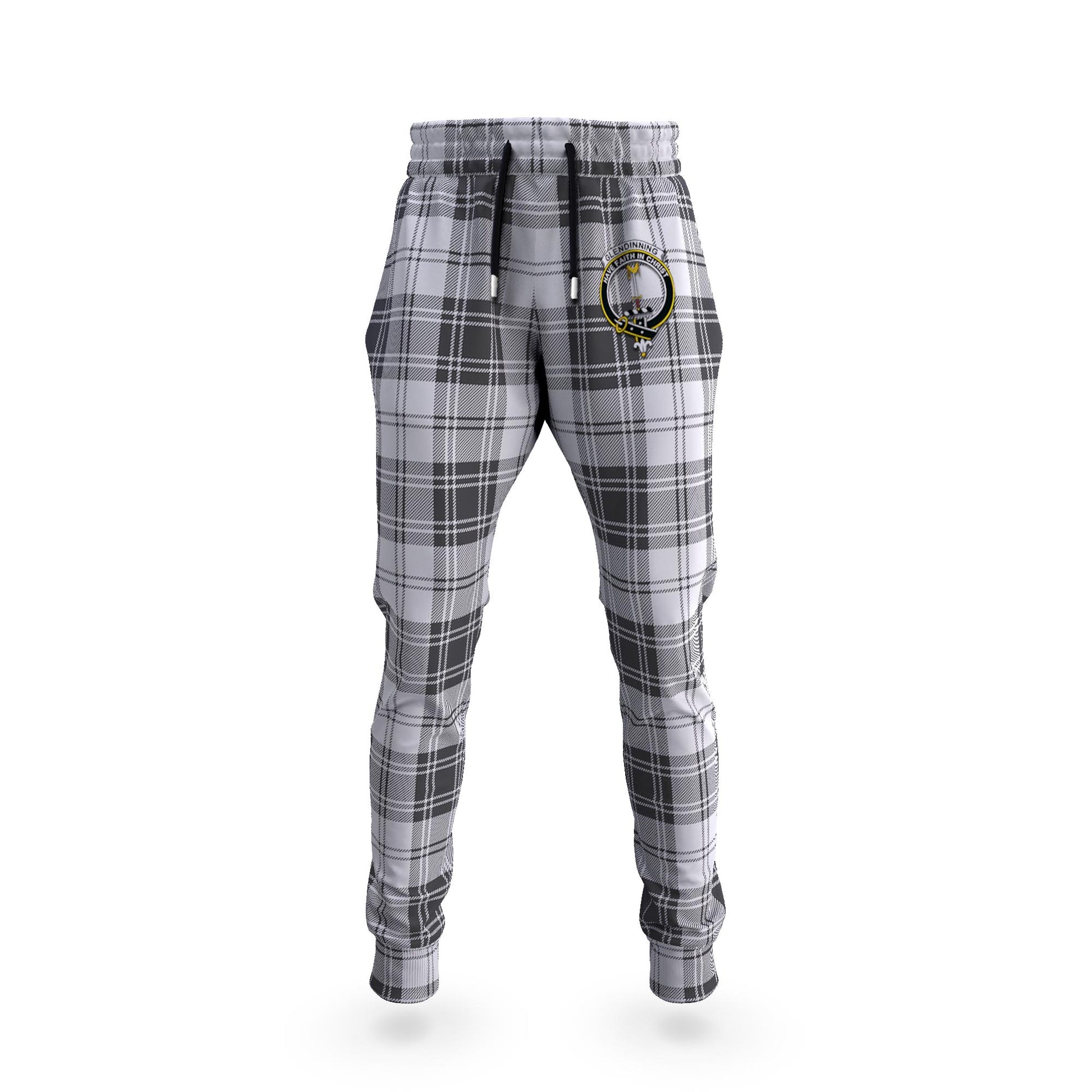 Glendinning Tartan Joggers Pants with Family Crest - Tartanvibesclothing